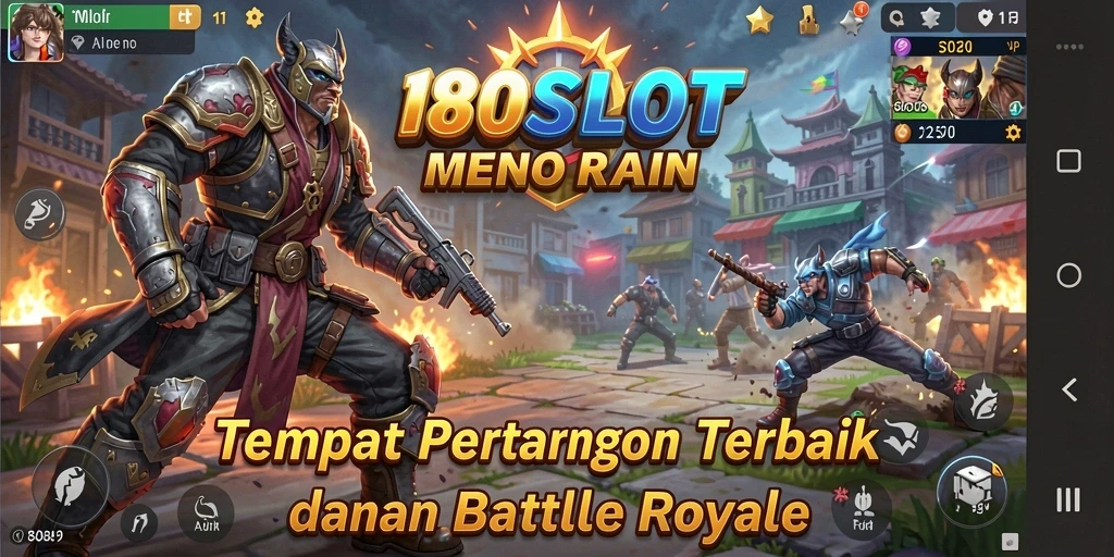 Screenshot gameplay 180SLOT menampilkan pertarungan mendebarkan di arena Battle Royale.