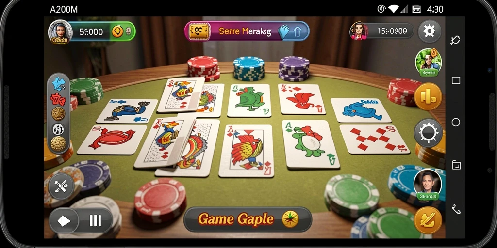 Screenshot utama A200M menampilkan keseruan bermain Gaple.