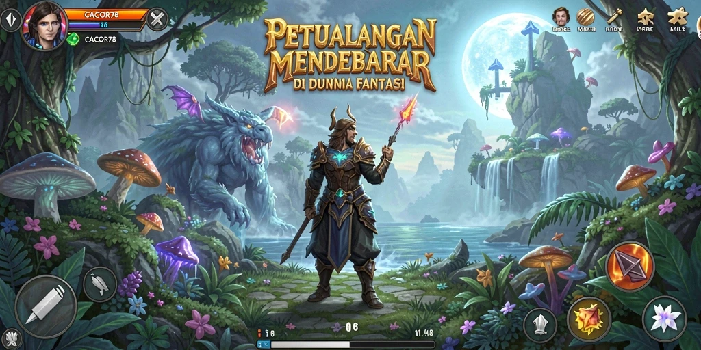 Gameplay <strong>CACOR78</strong> yang menampilkan karakter menjelajahi dunia petualangan.