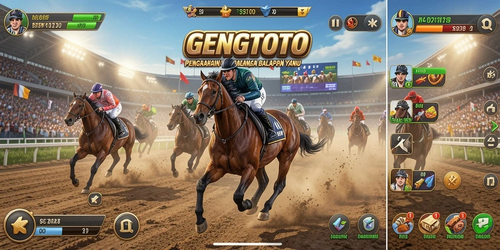 Screenshot GENGTOTO menunjukkan aksi balapan yang menegangkan.