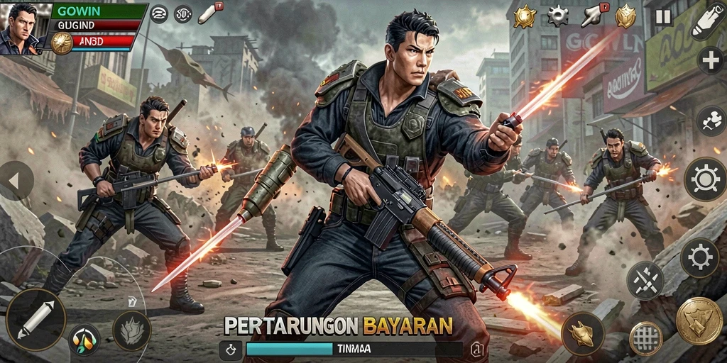 Tangkapan layar gameplay GOWIN menampilkan aksi pertarungan yang mendebarkan.