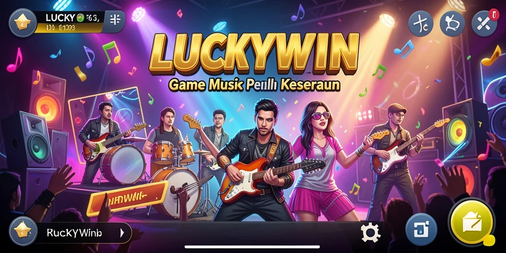 Tampilan gameplay LUCKYWIN yang menampilkan berbagai tantangan musik.