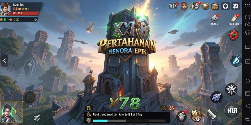 Tampilan gameplay X78 yang menegangkan dalam pertahanan menara.